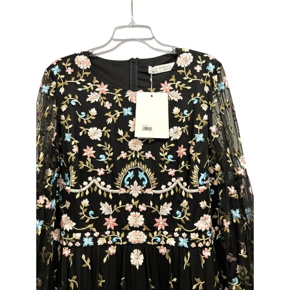 NEW Mac Duggal Embroidered Black Long Sleeve Formal Gown Maxi Dress - Picture 5 of 10